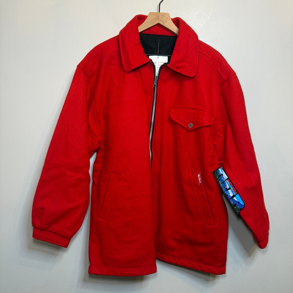 Marlboro Unlimited Gear Men's Red Wool Blend Zip Up Workwear Jacket Medium NWT